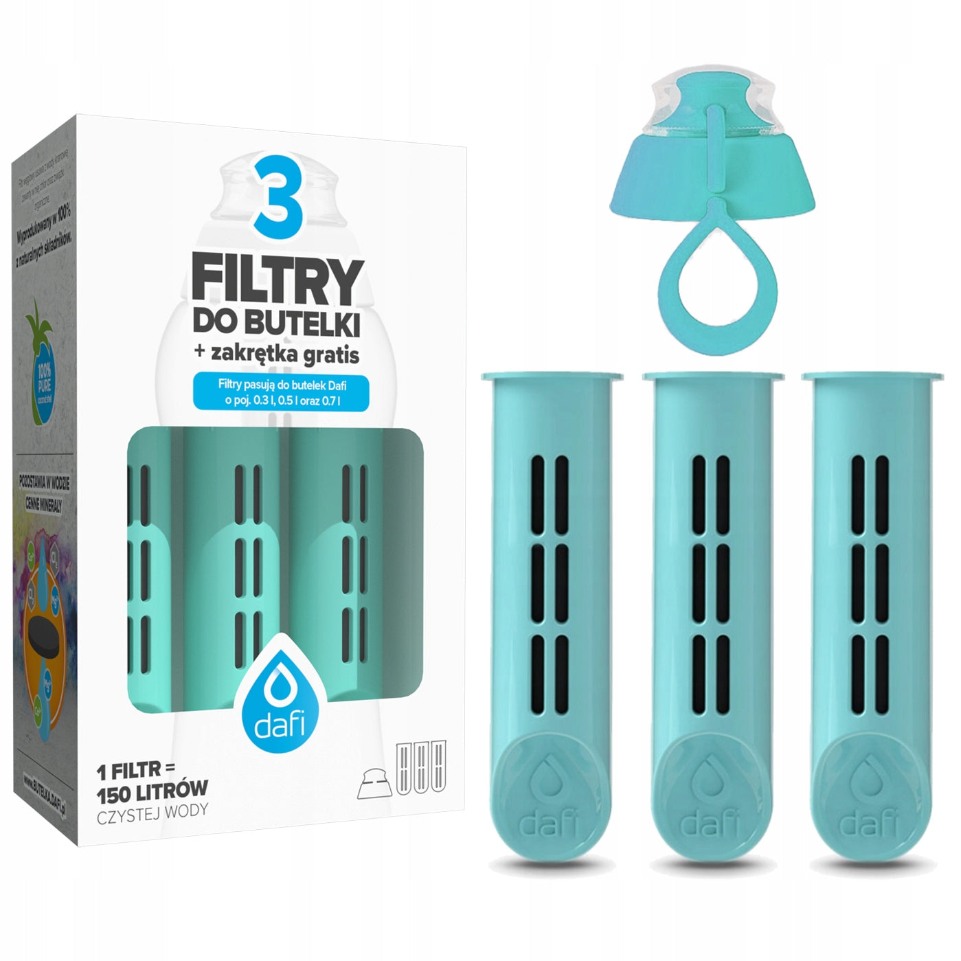 DAFI filtry do butelki SOLID i SOFT turkusowe x3(1/DAFI filtry do butelki SOLID i SOFT turkusowe x3)